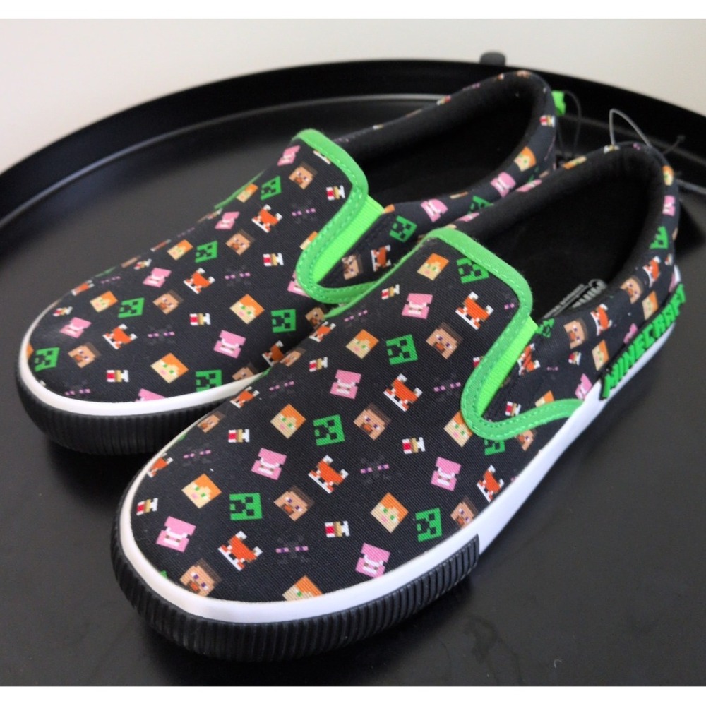 Minecraft Sneakers Boys Size 6 Slip-on Canvas Gamer Skater